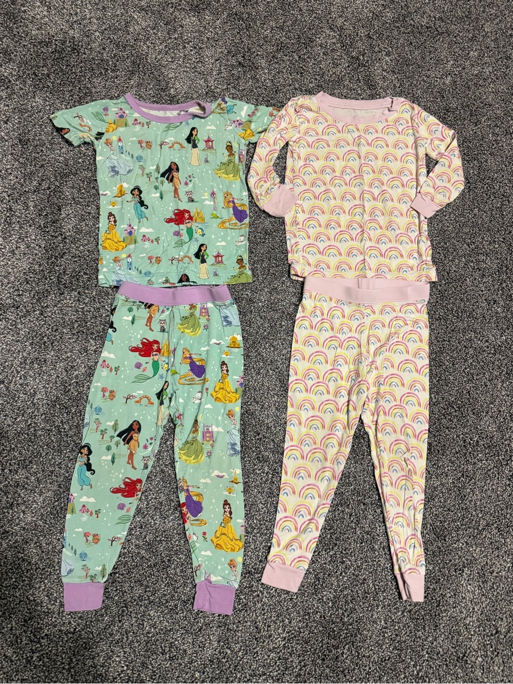 Little sleepies pajamas Disney princess rainbows 12-18 month girls
